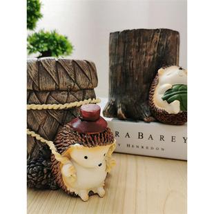 树脂笔筒可爱的卡通动物形状刺猬收纳盒学生桌面礼品办公室装饰礼