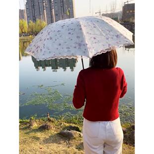 蕾丝伞双层花边伞遮阳伞黑胶防晒防紫外线折叠晴洋伞小清新太阳伞