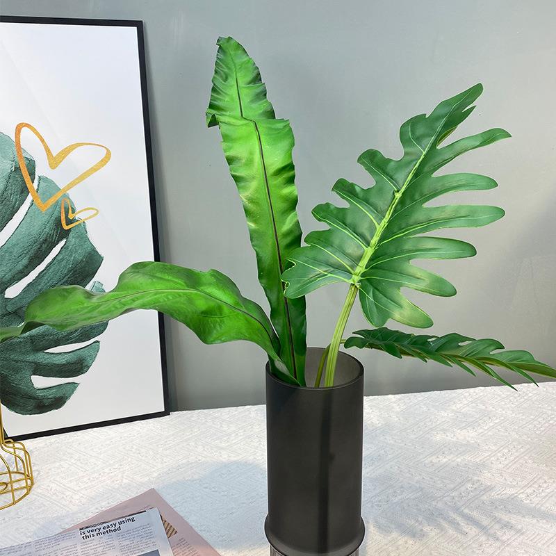 支单叶仿真植物子装饰叶龟背叶春雨叶棕榈叶婚庆教室墙面饰sn456