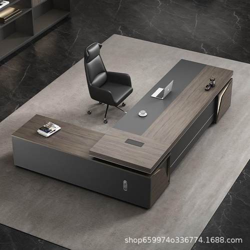 侧简约现板代老椅组合经理总裁桌大桌班台双柜加厚办公0021012桌