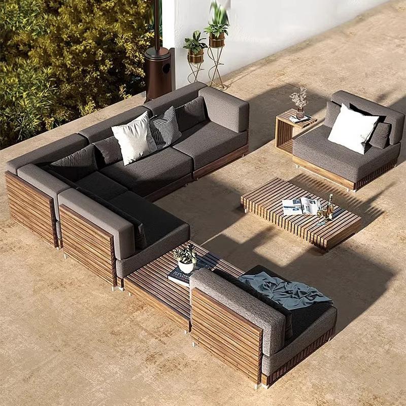 北欧户外沙休天庭院室外露组合转角防水防晒闲花园柚木发藤982椅