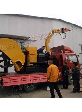 履带式LLF两圆挖盘液压开沟 多合一机遥控开槽掘机 复杂地形施工