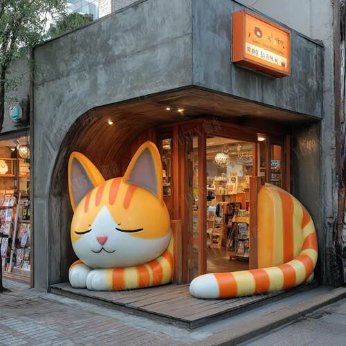 玻璃钢雕体塑大型卡猫咪GFRP立门宠头物店玩MJ264-1偶通爬墙网红