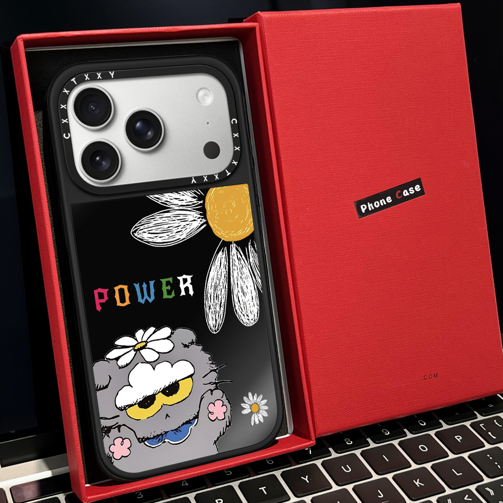 【C家】小灰猫咪我爱GD雏菊花磁吸MagSafe适用苹果17/16proMax手机壳iPhone15防摔16pro保护套13/14镜面17Air