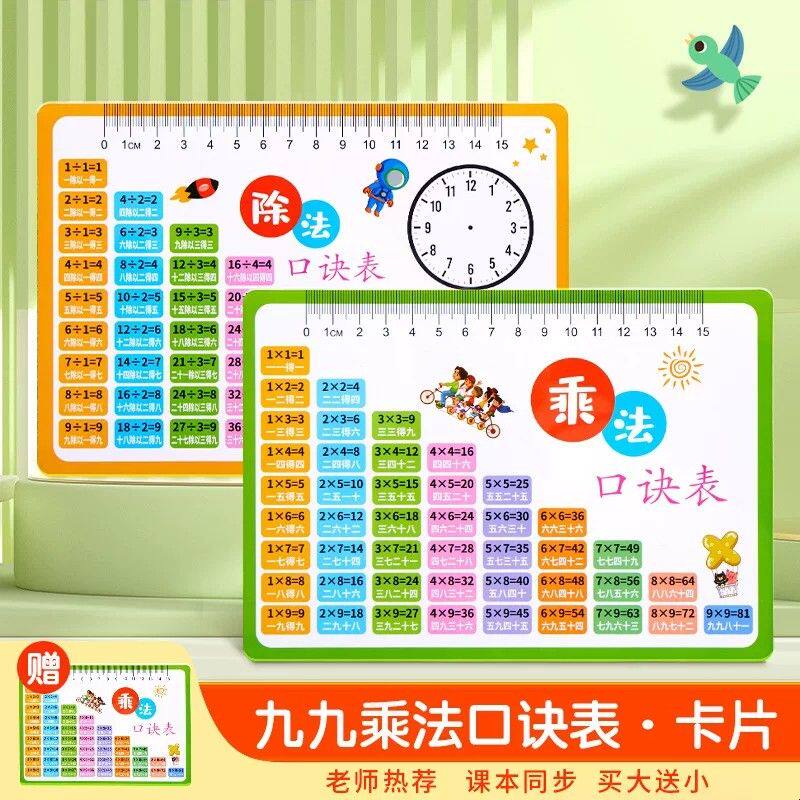 乘法口诀表卡片小学生二年级九九乘除法99数学公式表大全背诵神器