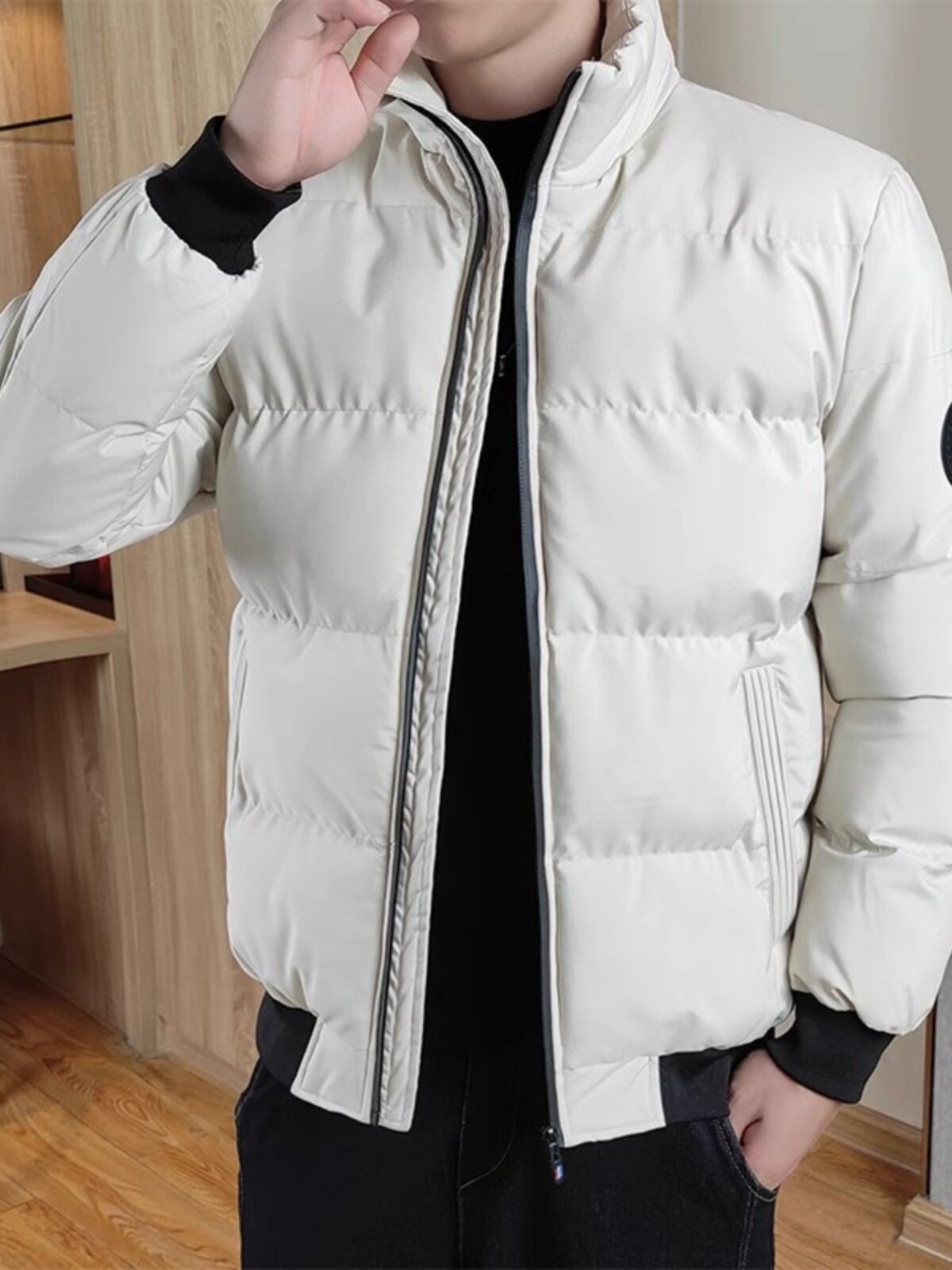 브랜드 정리 남성 다운 재킷 가을 겨울 두꺼운 따뜻한 캐주얼 스탠드 칼라 슬림핏 방한 코튼 재킷 트렌드