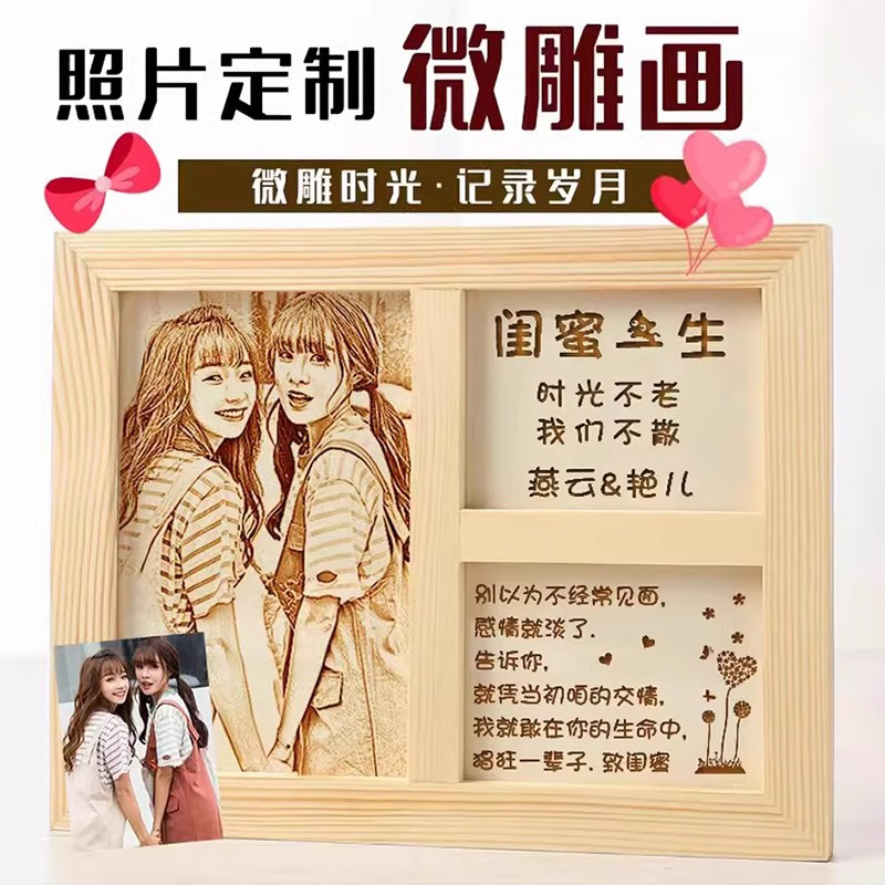生日礼物18岁成人礼送女生高档闺蜜实用男十八成年木刻画照片定制