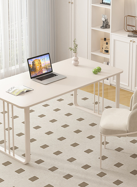 岩板书桌学生写字桌白色简约小户型长方形家用卧室办公台式电脑桌