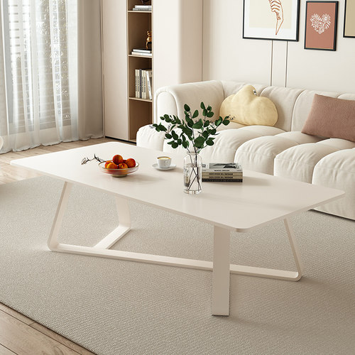 奶油风轻奢小户型岩板长方形茶几