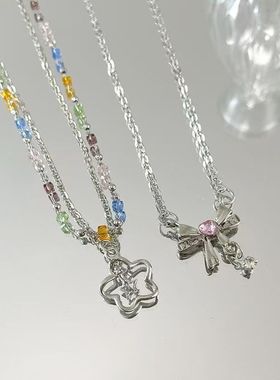 韩系ins轻奢小众设计星星项链镂空扭扭爱心项链简约百搭颈链