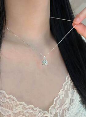 一世繁花满钻项链女轻奢小众ins气质高级感吊坠锁骨链送女友礼物