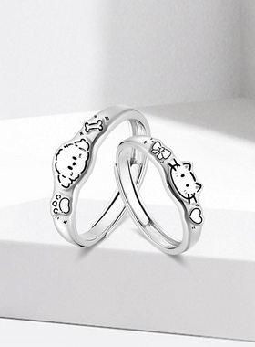 时尚萌趣宠物系列情侣戒指清冷清新创意学生对戒配饰创意男款女款