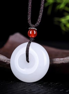 新中式平安扣编织项链 民族风古法儿童情侣仿玉石吊坠男款女礼物