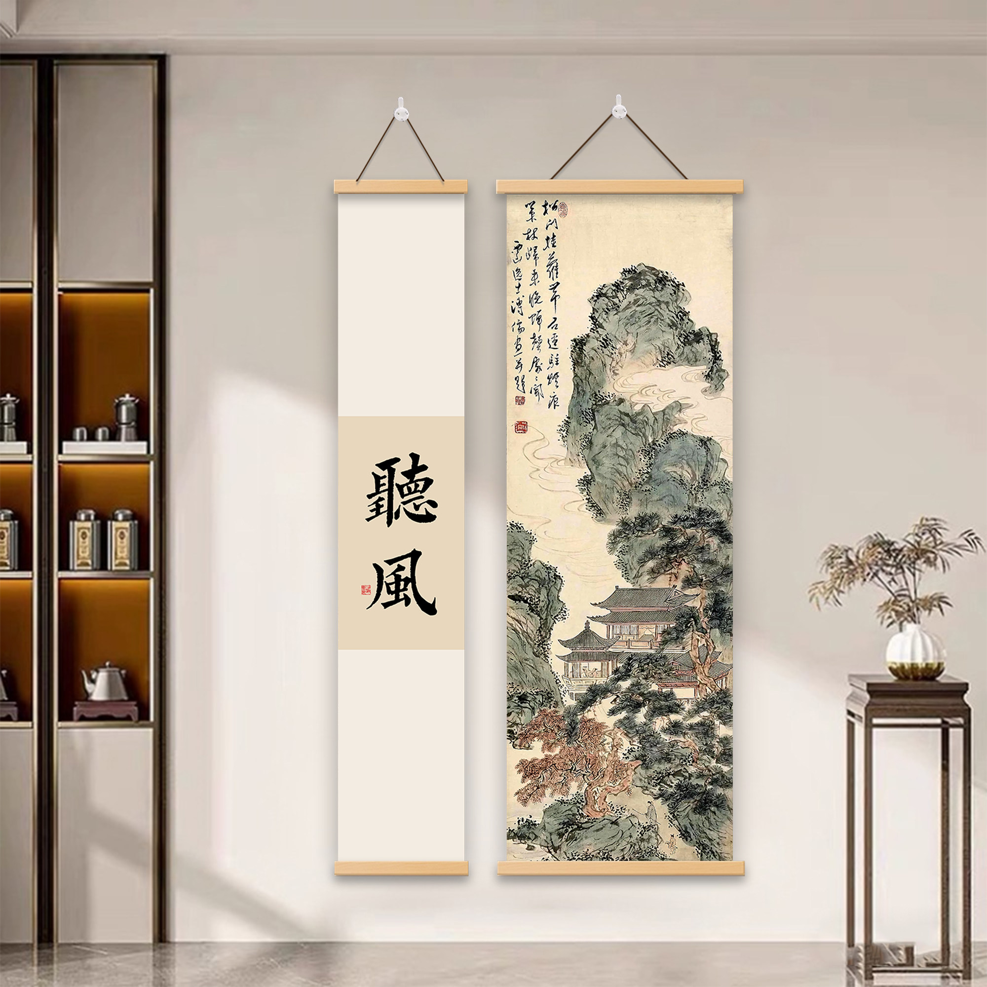 新中式禅意书法挂画舍得字画书房茶室墙面装饰画玄关山水画水墨画