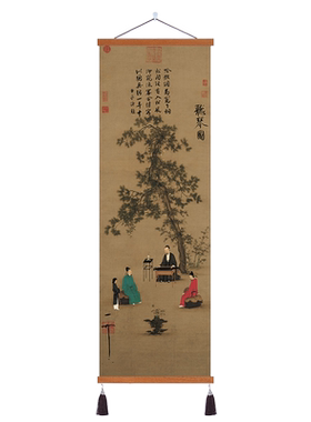 听琴图千里江山图卷轴挂画