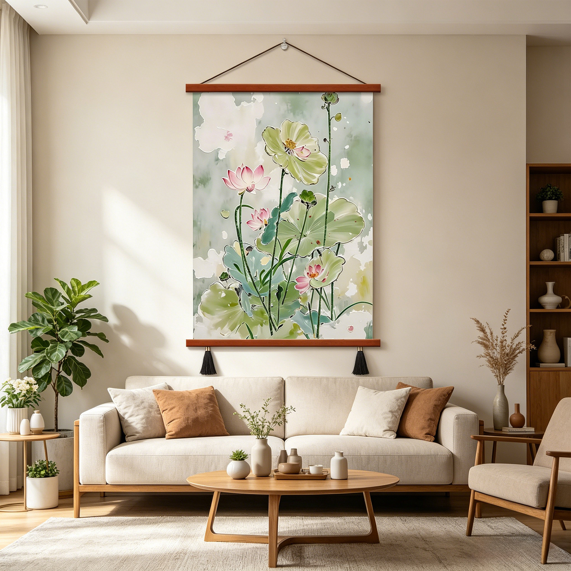 宋代美学荷花莲花油画新中式客厅肌理画睡莲装饰画中国风玄关挂画