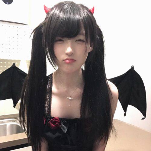 黑色恶魔蝙蝠翅膀小角发