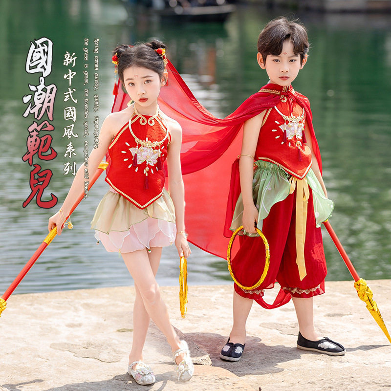 2026热销哪吒敖丙万圣节角色扮演男童唐装女爆款哪吒短裤套装,童装/婴儿装/亲子装,汉服,淘宝优惠券,粉丝福利购,淘宝优惠卷