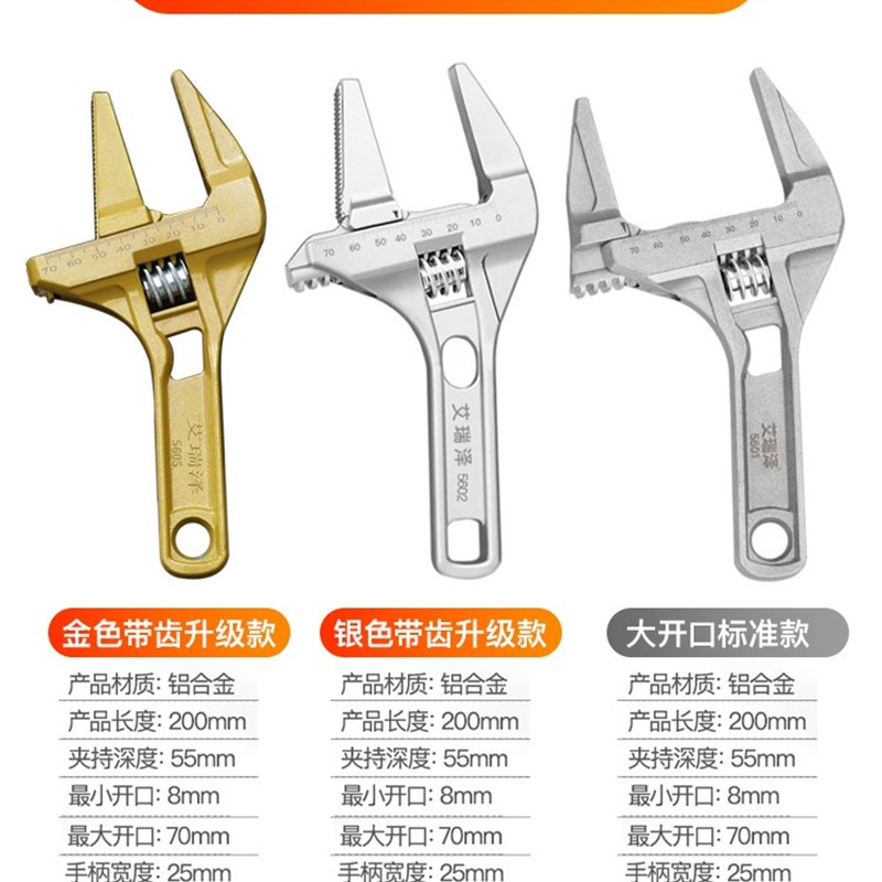 新型扳手活动扳手多功能活口水管钳扳手工具家用耐摔网红