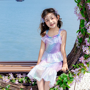 公主四件套 女童游泳衣服女童比基尼儿童公主套装 新款 美人鱼服装