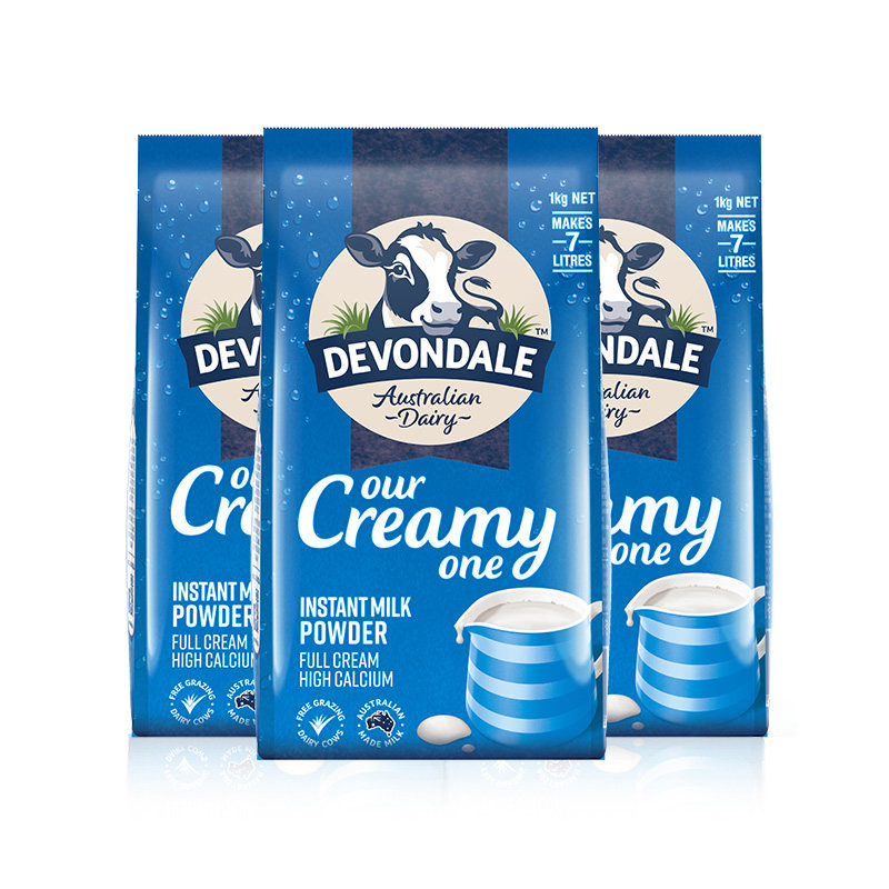 澳洲进口德运低脂高钙成人奶粉少中老年女士学生青少年营养 1kg*3