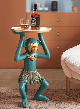 猴子落地大摆件创意北欧电视柜托盘沙发玄关旁边轻奢家居软装饰品