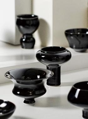 一匚 新中式黑色小花瓶创意陶瓷摆件 样板间售楼处会所玄关装饰