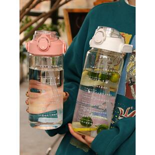大容量玻璃杯1000ml女生网红男1500毫升水杯夏季带吸管耐高温杯子