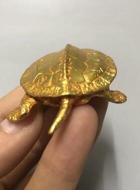 2026复古锌合金鎏金仿金乌龟摆件 金属工艺品 文创市集民间旧藏老