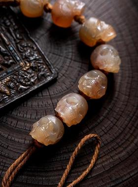 2026卡杰格朵.尸陀林主手串 天然山羊角佛珠手链男牦牛骨骷髅藏式