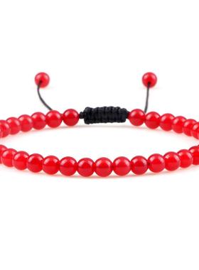 2026串珠手链红玛瑙紫晶白松石珠子手工编织可调节蓝松石瑜伽手链