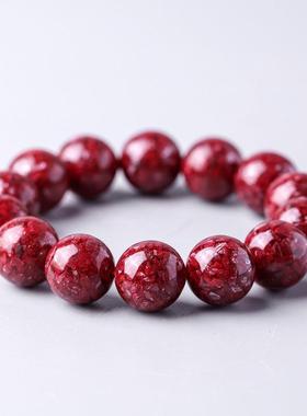 2026高含量朱砂晶体手串紫砂晶体砂圆珠手链4-12mm朱砂晶体手串