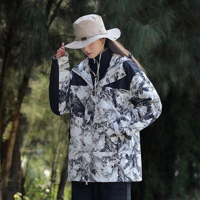 冲锋衣男款2025新款三合一可拆秋冬季加绒加厚户外迷彩潮牌外套女