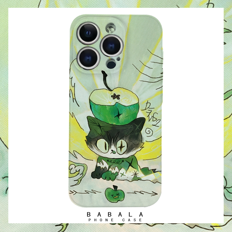 搞怪可爱黑色青苹果猫菲林二合一手机壳适用苹果17nova14华为p70mate60小米15opporen14ovivo荣耀300iPhone16,3C数码配件,手机保护套/壳,淘宝优惠券,粉丝福利购,淘宝优惠卷