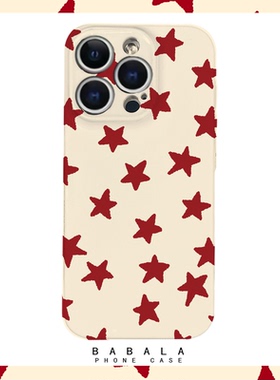 简约活力红色五角星菲林二合一手机壳适用苹果17nova14华为p70mate60小米15opporen14ovivo荣耀300iPhone16