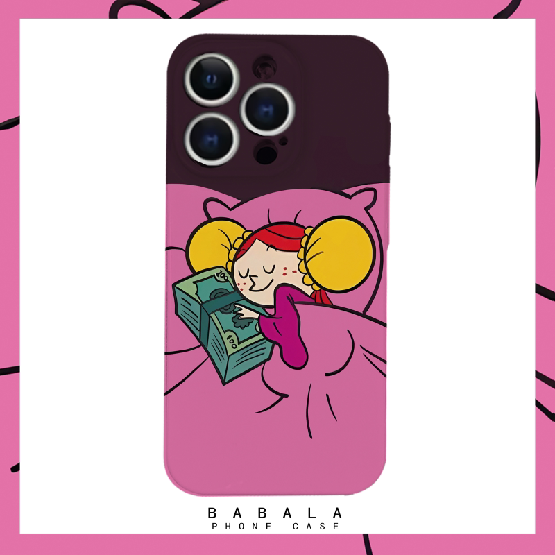 创意欧美风财迷小女生菲林二合一手机壳适用苹果17nova14华为