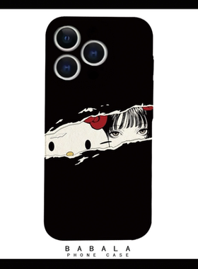 黑色系富江kitty猫创意菲林二合一手机壳适用苹果17nova14华为p70mate60小米15opporen14vivo荣耀300iPhone16