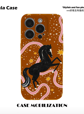 马年一马当先黑色骏马菲林二合一手机壳适用苹果17nova14华为p70mate60小米15opporeno14vivo荣耀300iPhone16