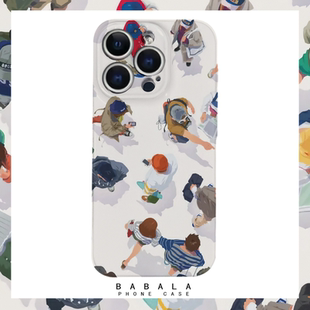 人来人往熙熙攘攘油画菲林二合一手机壳适用苹果17nova14华为p70mate60小米15opporeno14vivo荣耀300iPhone16