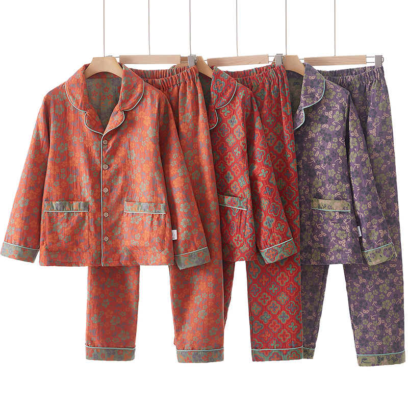 女士纯棉夏季薄款长裤长袖家居服
