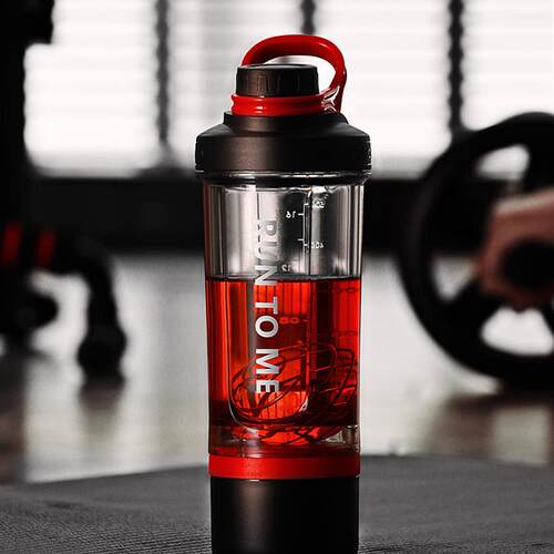 健身摇摇杯男蛋白摇粉杯带刻度分层运动水杯女便携奶昔水杯搅拌球