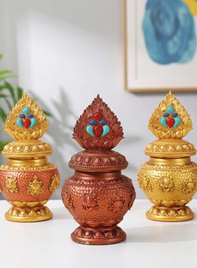 藏式八吉祥摩尼宝瓶树脂摆件