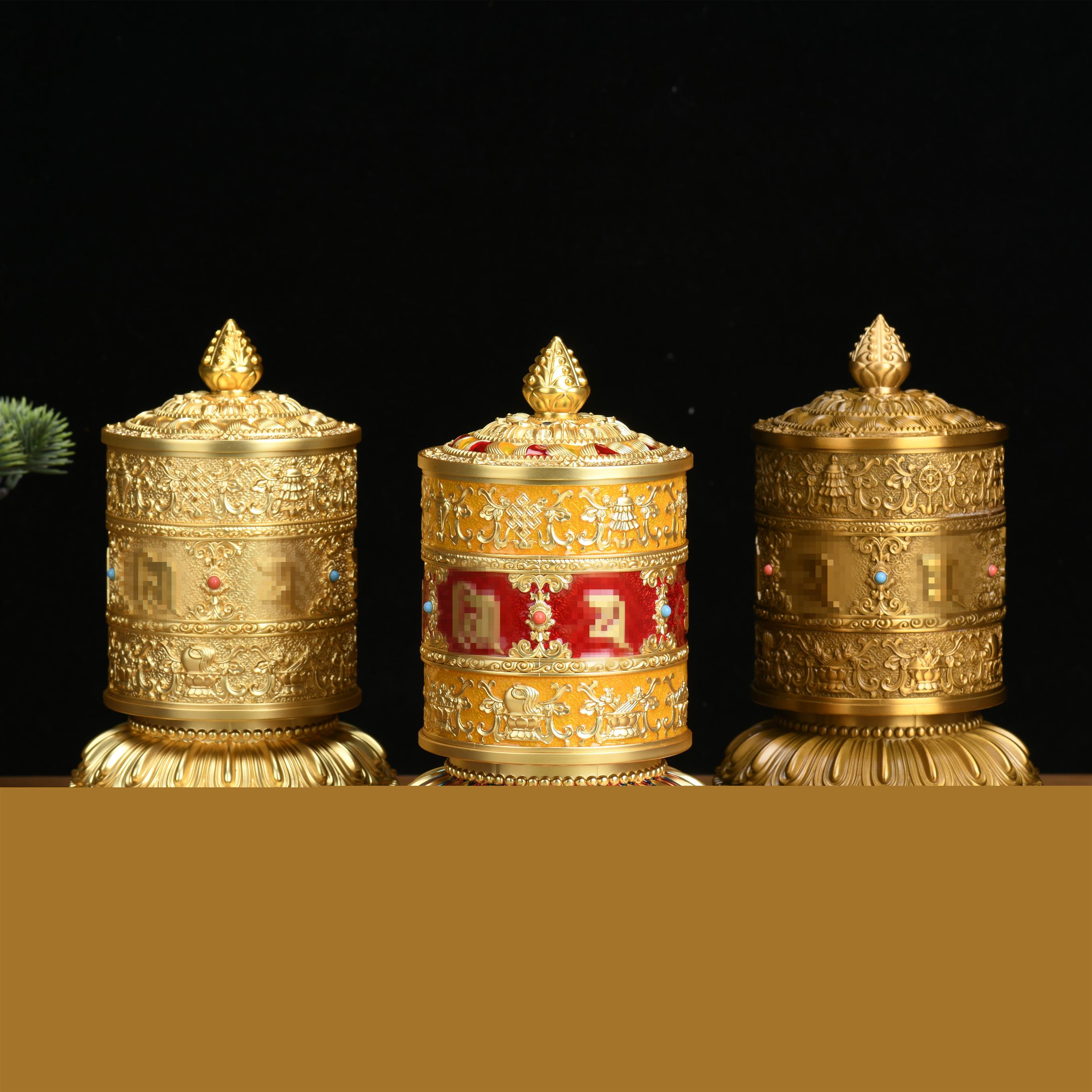 藏式复古精工六字合金电动转轮转金轮插电家居桌面转动摆件装饰