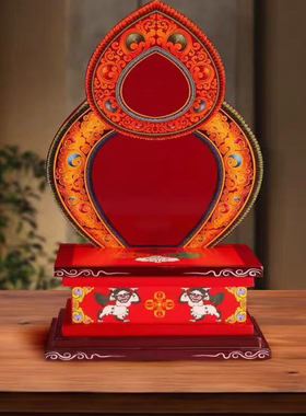 藏式实木彩绘家用供奉佛龛摆件