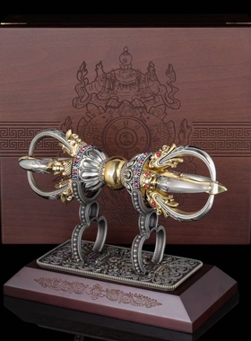 铜制复古五股雕花镶嵌宝石金刚杵