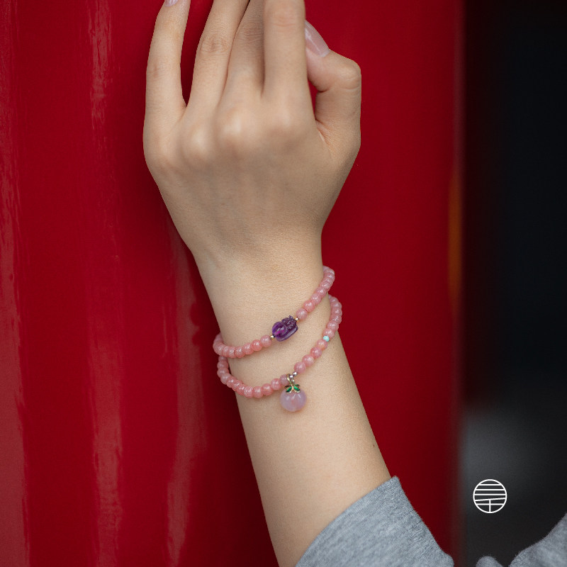 天然红纹石108颗玛瑙圆珠紫水晶貔貅手链手串项链饰品工艺品礼品