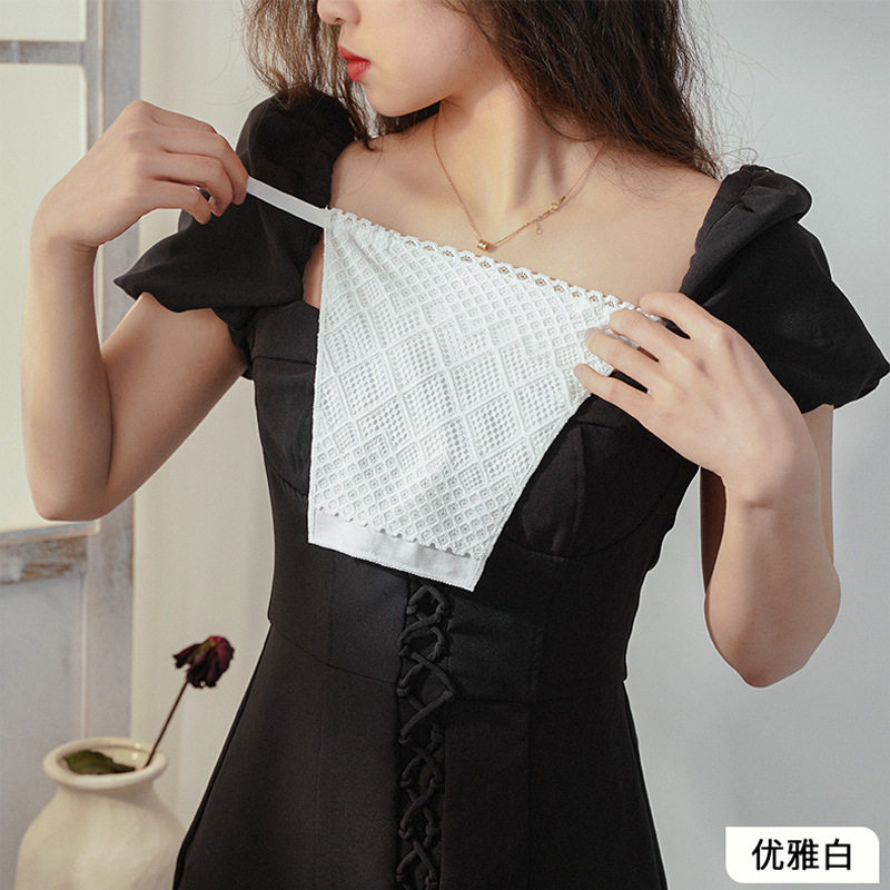 여성 수 놓은 가슴 노출 방지 가짜 칼라 여성 레이스 안티 떨어지는 가벼운 얇은 가슴 랩 안티 실행 천 여름 장식 가짜 칼라 유물