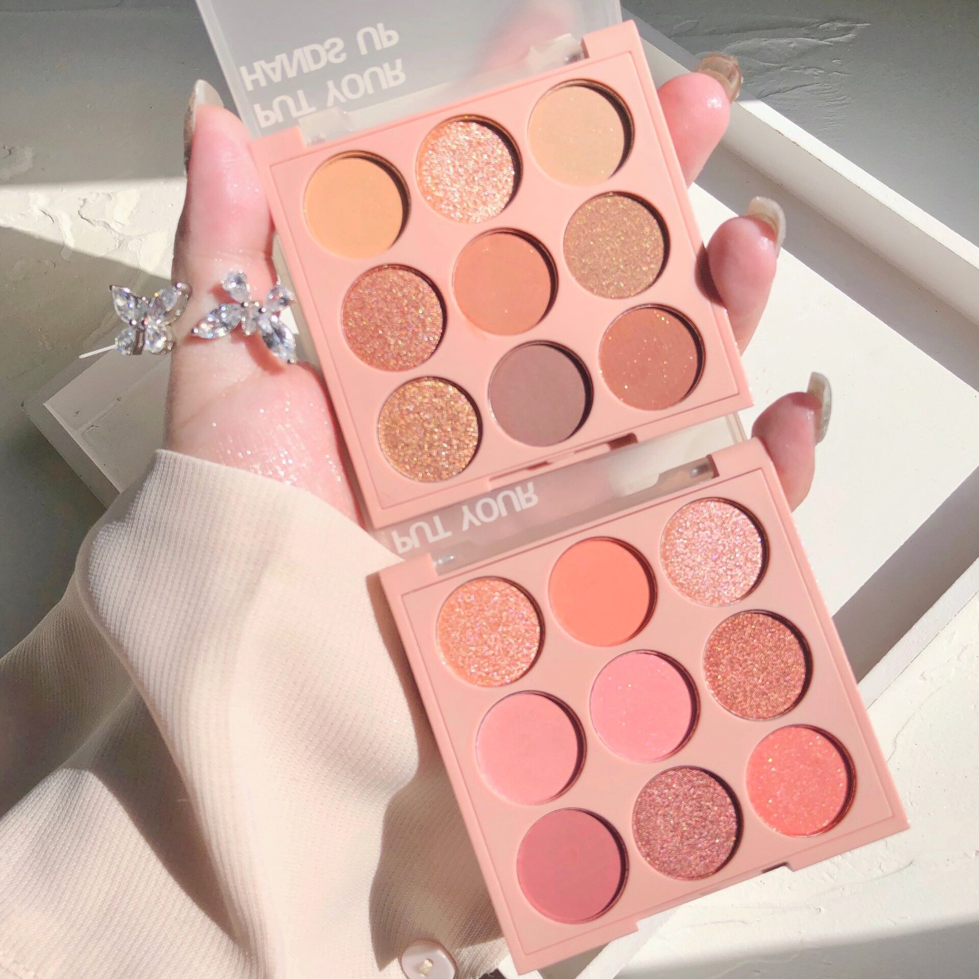 屈臣氏温柔奶茶系眼影珠光小众大地色粉色系玫瑰九色眼影盘ins