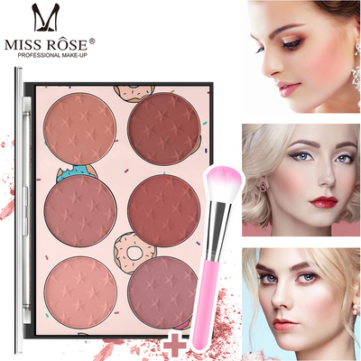 潮流新品Miss Rose 六色腮红盘晒红高光修容6色胭脂橘色修容 出口
