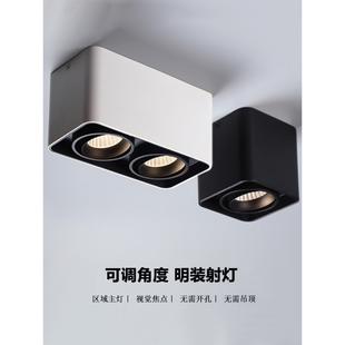 led筒灯COB射灯客厅茶几餐桌过道无主灯方形双头吸顶灯 盒仔灯明装